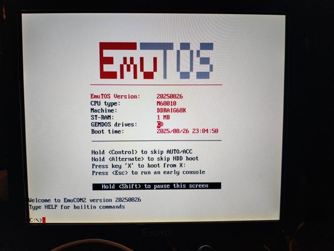 EmuTOS running on VGA graphics card